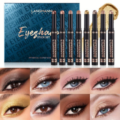 8 Pcs Shimmer Eyeshadow Stick Creamy Waterproof Eye Highlighter Pen
