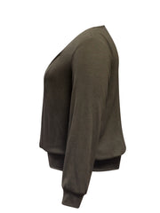 Solid Square Neck Long Sleeve Knit Top