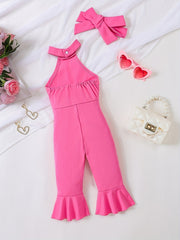 Toddler Baby Girls Stylish Halter Neck Wide Leg Jumpsuit