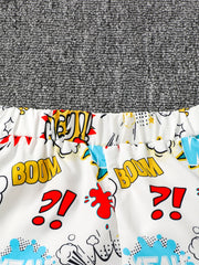 Boys Comics Letter Hoodie & Sweatpants Set