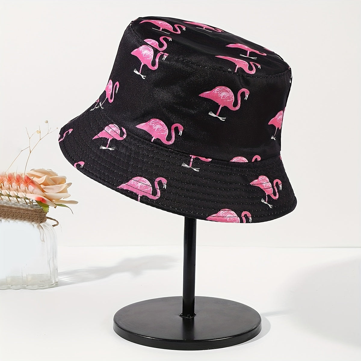Flamingo Print Double Sided Bucket Hat Sun Protection Hat