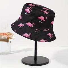 Flamingo Print Double Sided Bucket Hat Sun Protection Hat