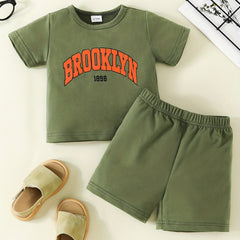 2pcs Baby Boys Casual BROOKLYN Tee & Shorts Set