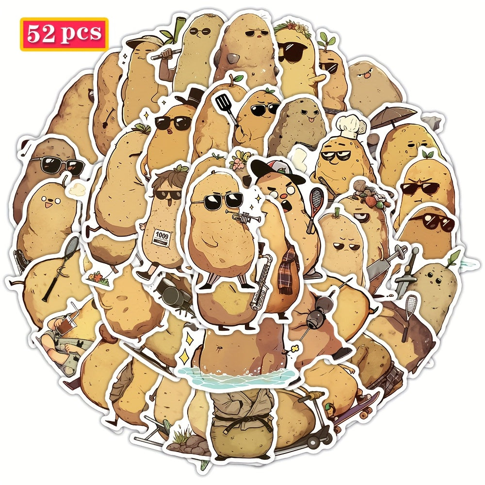 52pcs Cartoon Potato Series Waterproof Stickers for Kids' Parties