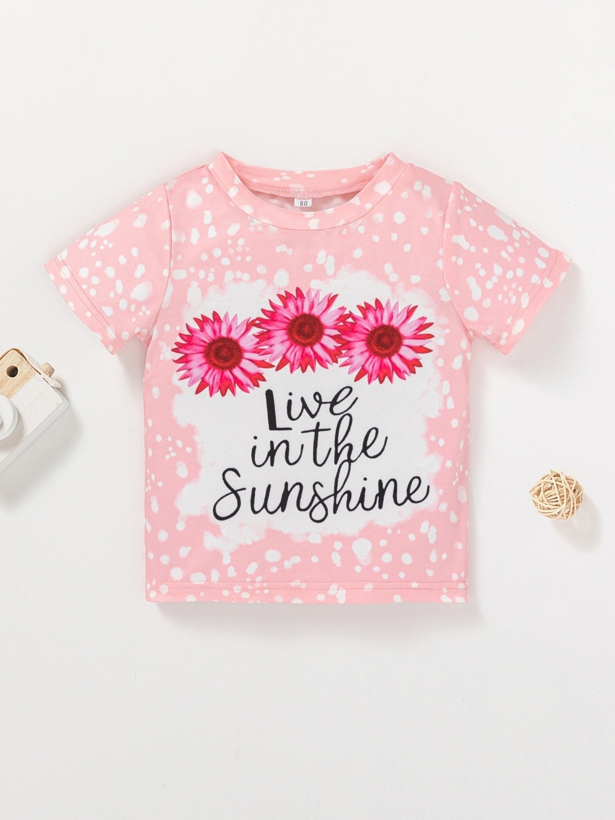 Baby Girls Sunshine Polka Dot Sunflowers Cotton T shirt Tees Tops
