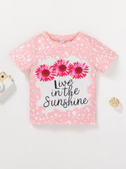 Baby Girls Sunshine Polka Dot Sunflowers Cotton T shirt Tees Tops