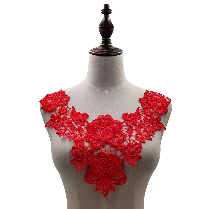 3D Hollow Lace Fabric Dress Applique Lace Neckline Sewing Trims DIY Lace Col