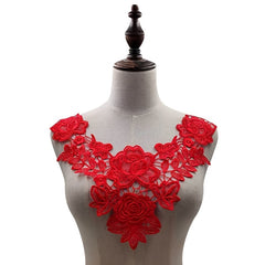 3D Hollow Lace Fabric Dress Applique Lace Neckline Sewing Trims DIY Lace Col