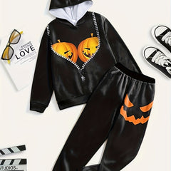 3D Pumpkin Pattern Outfits 2pcs Halloween Sets