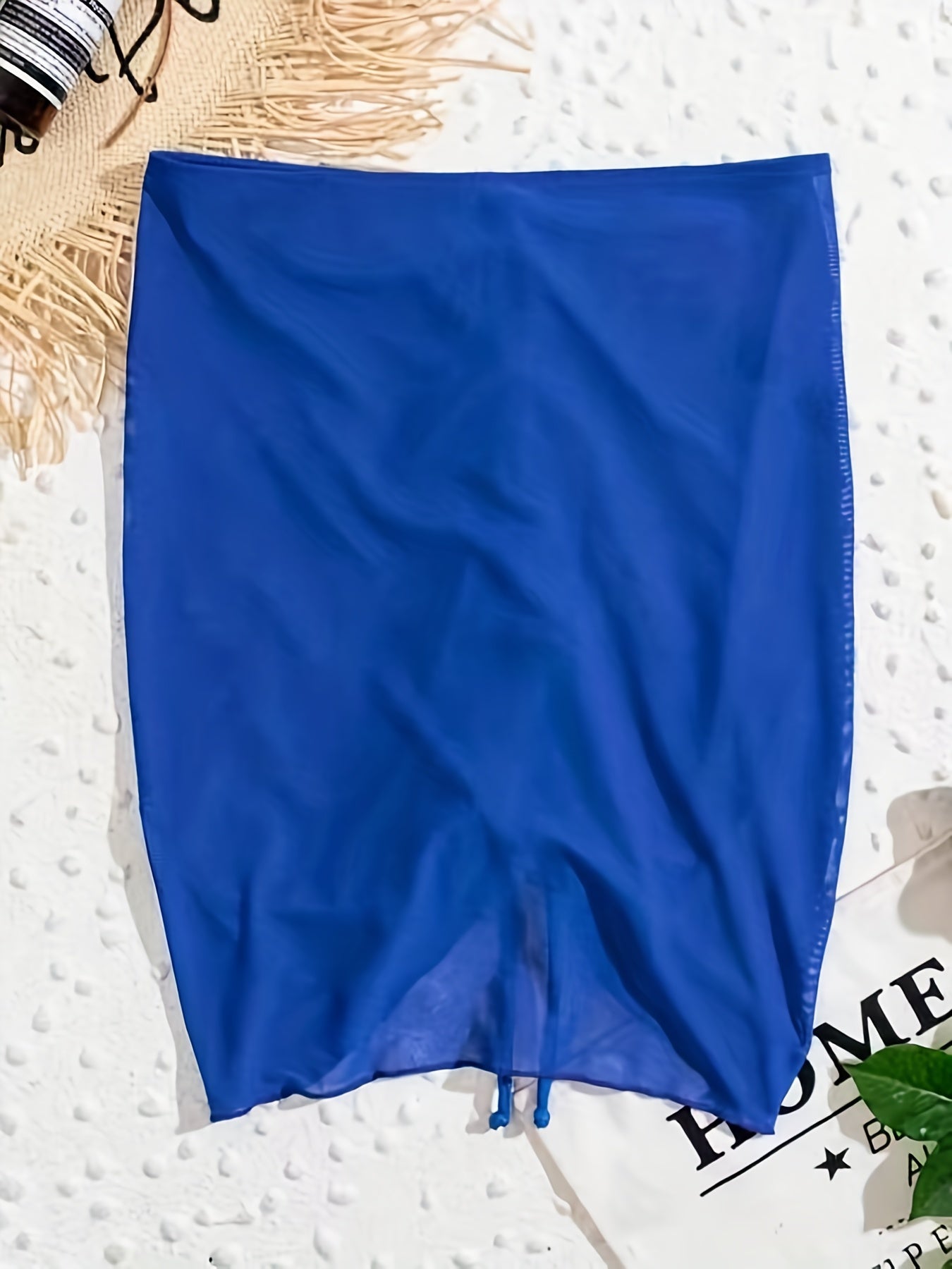 Drawstring Cover Up Skirt Semi Sheer High Stretch Sexy Beachwear