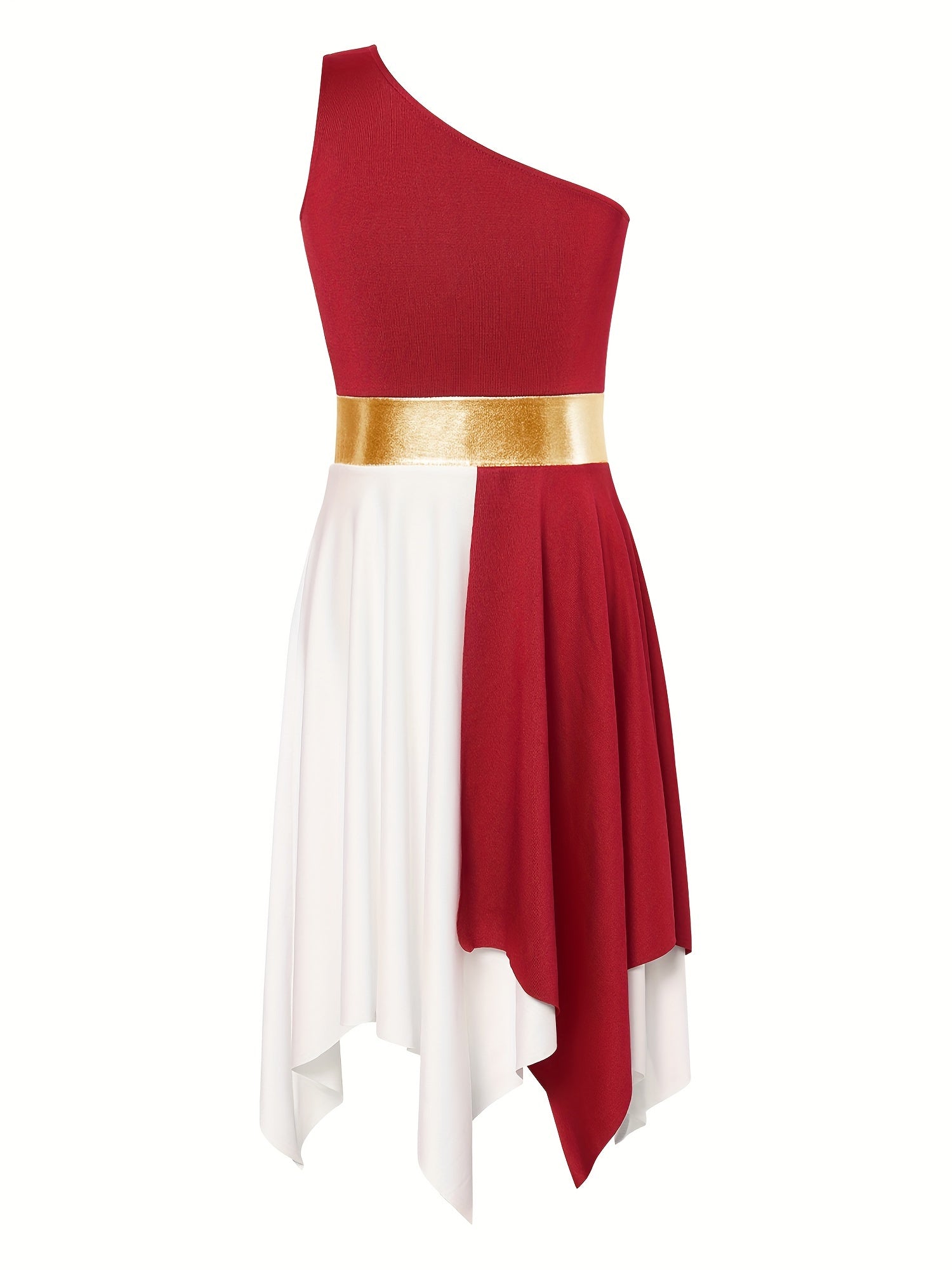Girls Shoulder Asymmetrical Praise Dance Dress Worship Lyrical Dance