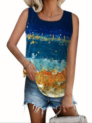 Painting Print Round Neck Tank Top