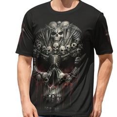 3D Skull Dragon Print Men's Graphic Crew Neck T-shirt
