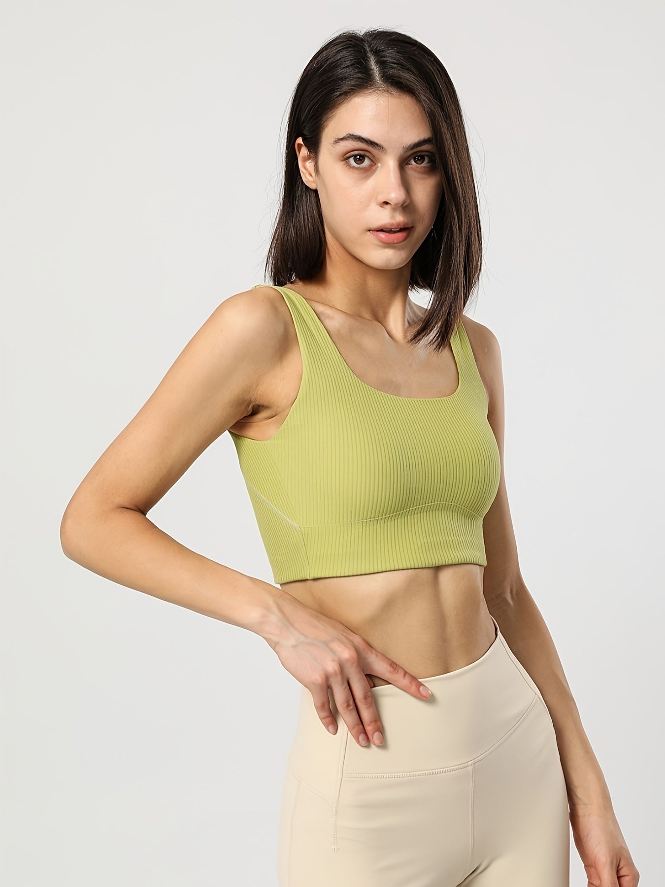 Ribbed Sports Bra for Women - Comfy & Breathable Tank Bra