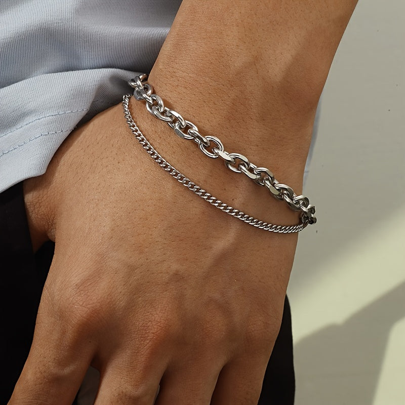 Men's Hip Hop Double Layer Chain Bracelet
