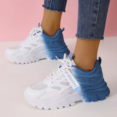 Ombre Chunky Sneakers Lace Up Low Top Sports Shoes