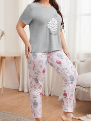 Women's Plus Sheep Print Tee & Pants Lounge Set