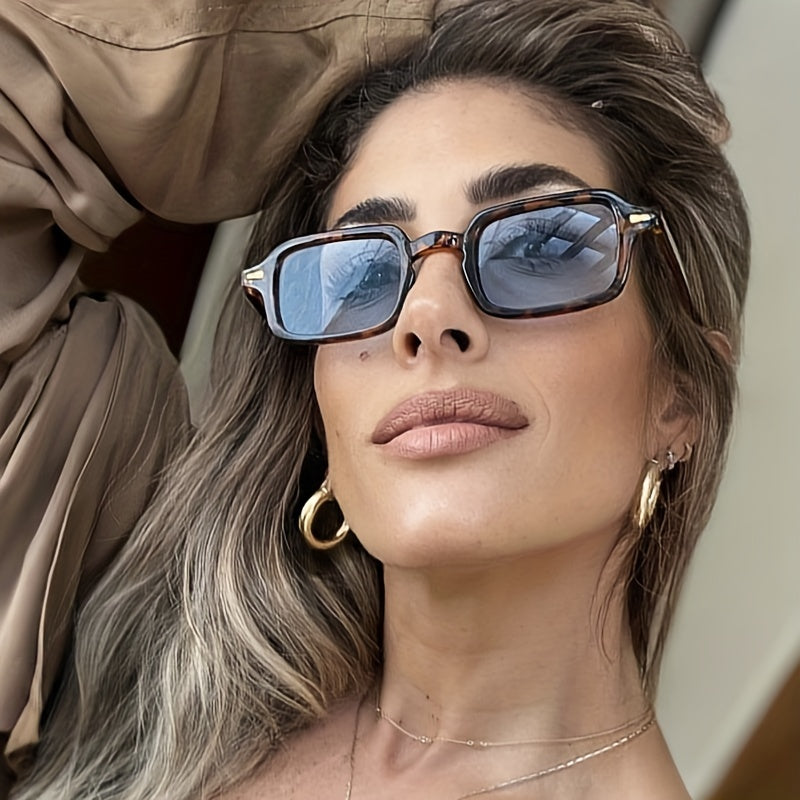 Rectangle Frame Sunglasses Gradient Lens Vintage Outdoor Eyewear UV400