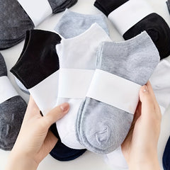8 Pairs Solid Ankle Socks Comfortable & Breathable Women's Stockings