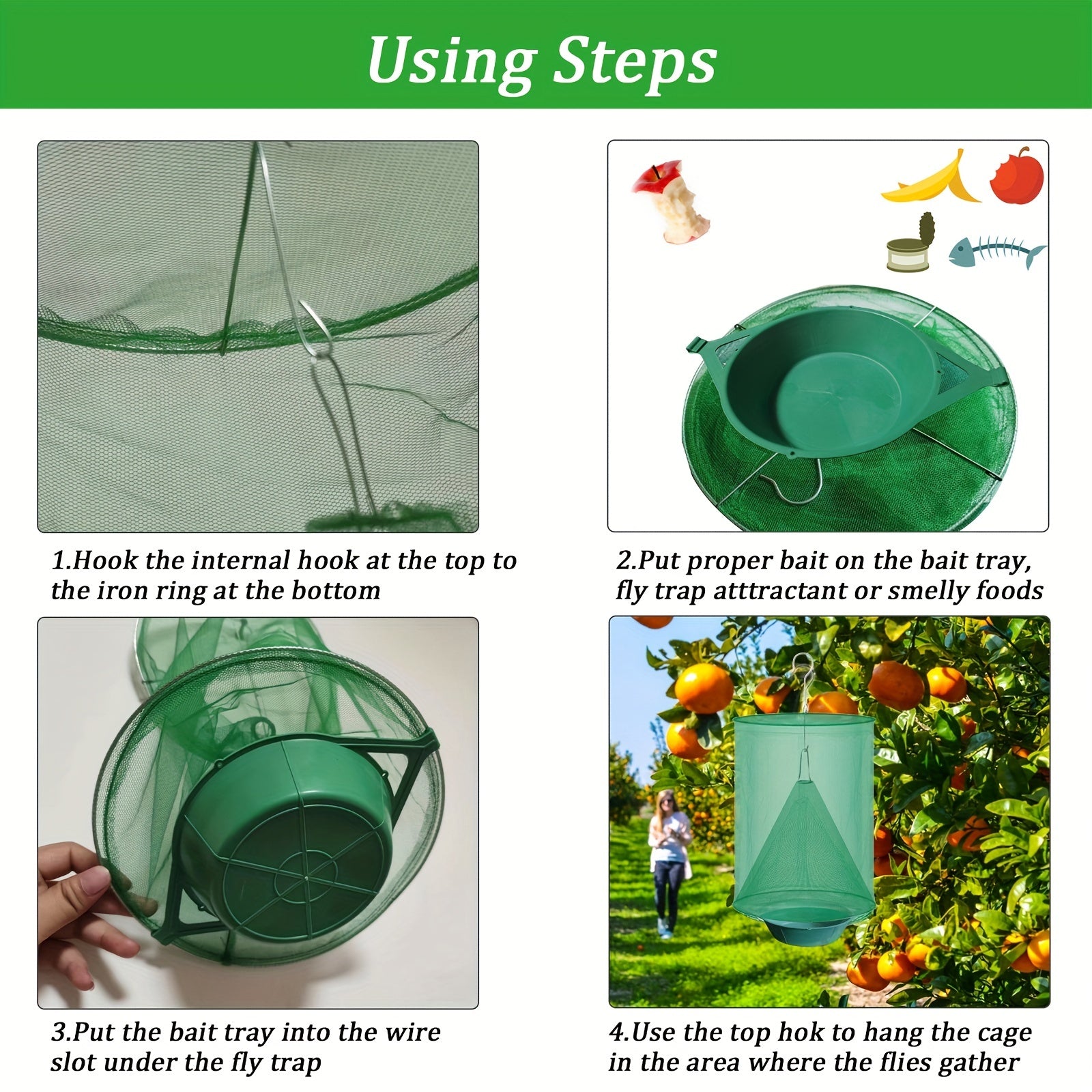 6pcs Ranch Fly Traps Outdoor Hanging Stable Fly Trap Reusable Fly Killer Cage