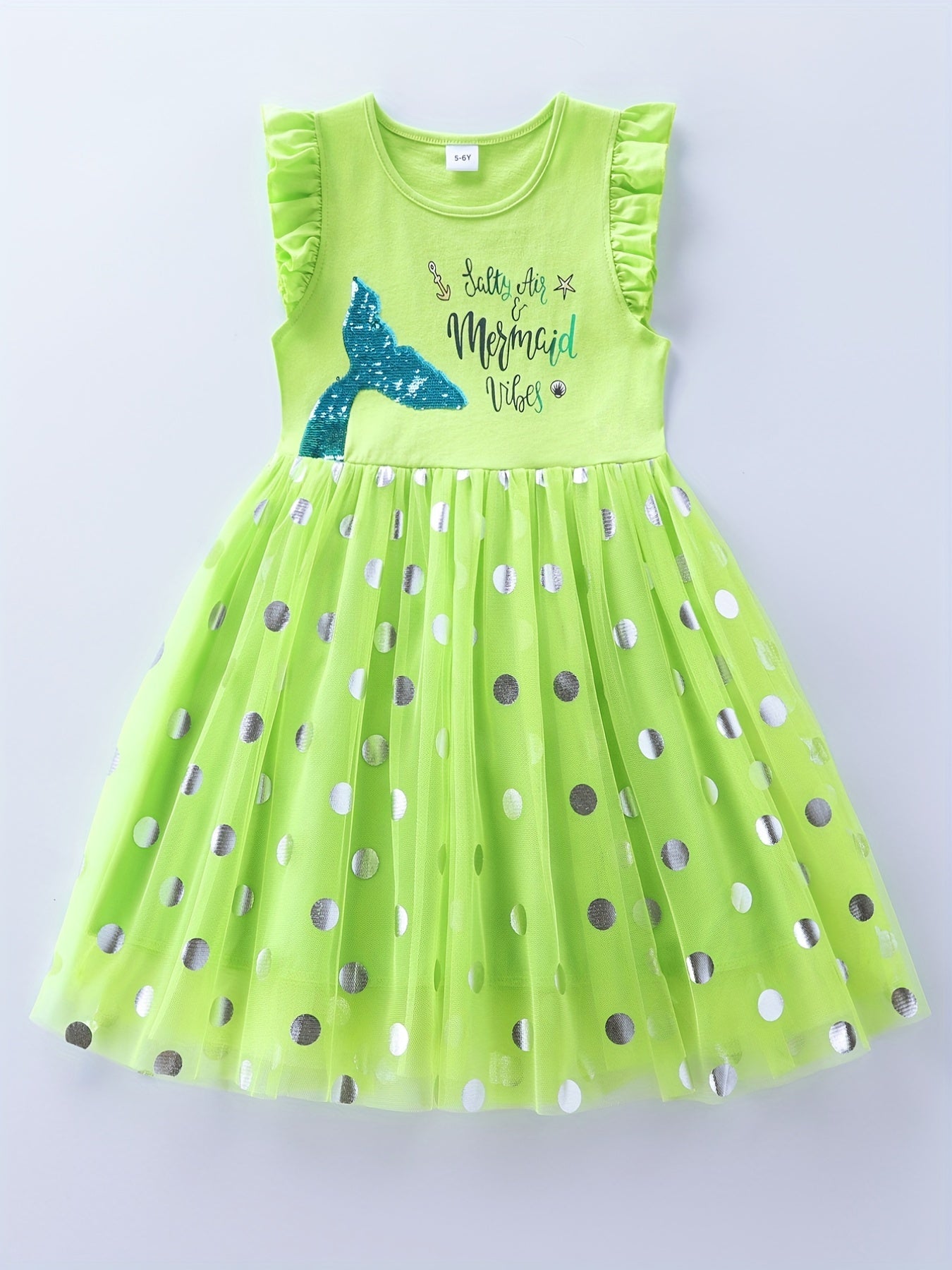 Toddler Girls Mermaid Tail Mesh Dress for Beach Vacation