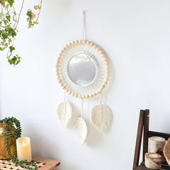 Boho Macrame Hanging Wall Mirror - Round Mirror Art