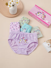 Girls Cartoon Unicorn And Rainbow Shortie Briefs Set