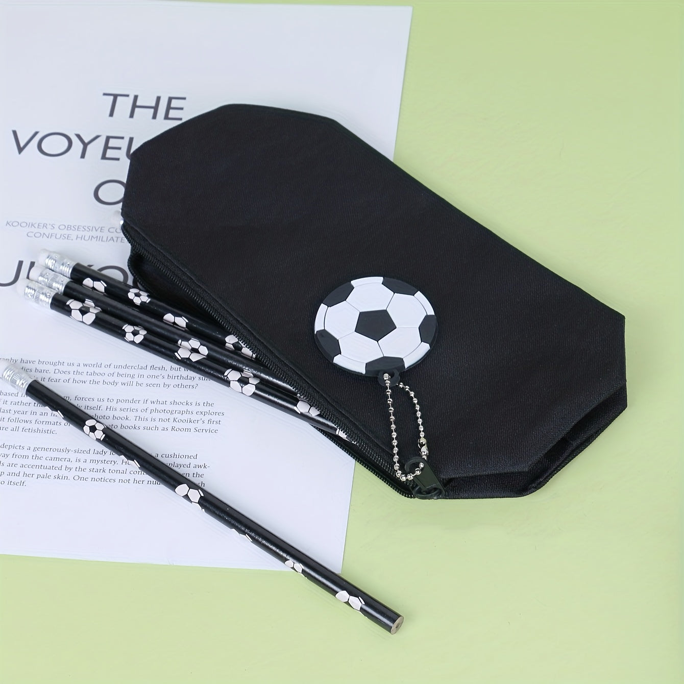 Classic Football Pendant Large Capacity Pencil Case