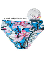 Men's Floral Print Racing Swim Trunks Large Size Swimwear