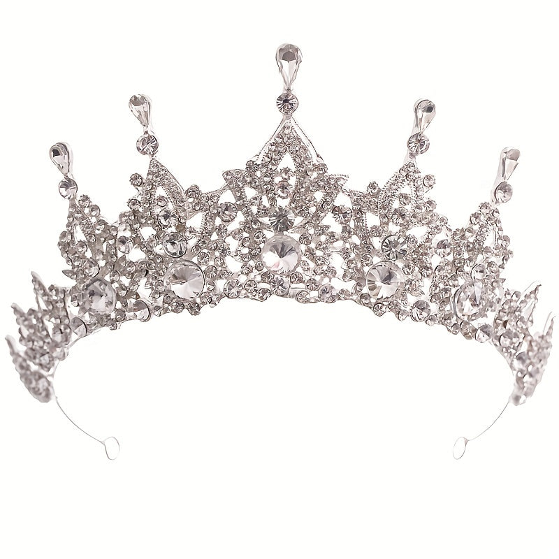 Baroque Crystal Bridal Head Jewelry Set Rhinestone Tiara Crown Earring Necklace