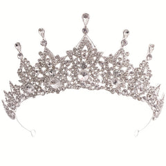 Baroque Crystal Bridal Head Jewelry Set Rhinestone Tiara Crown Earring Necklace