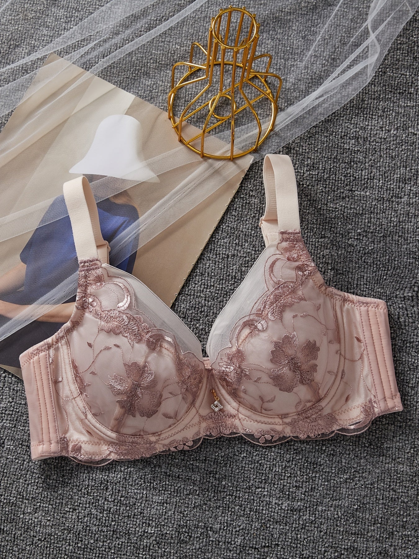 Floral Lace Underwire Push Up Bra for Women