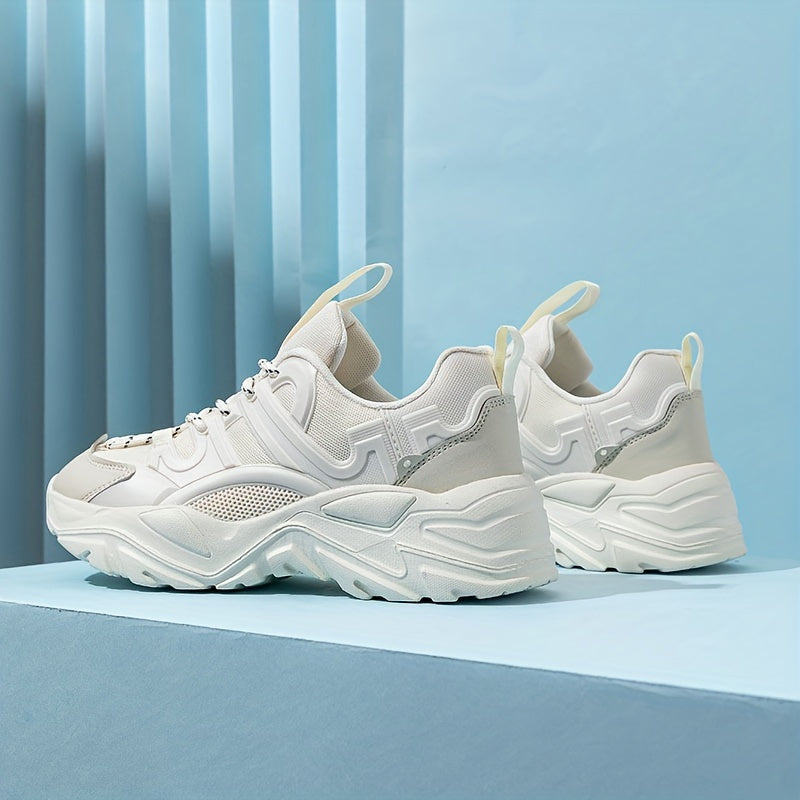 Women's Mesh Sneakers Low Top Lace Up Platform Shoes