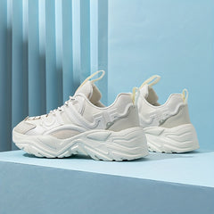Women's Mesh Sneakers Low Top Lace Up Platform Shoes