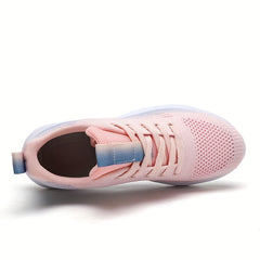 Thick Sole Shock Absorption Woven Shoes Mesh Non Slip Running Shoes