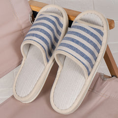 Men's Open Toe Striped House Slippers Anti-Skid Indoor Shoes