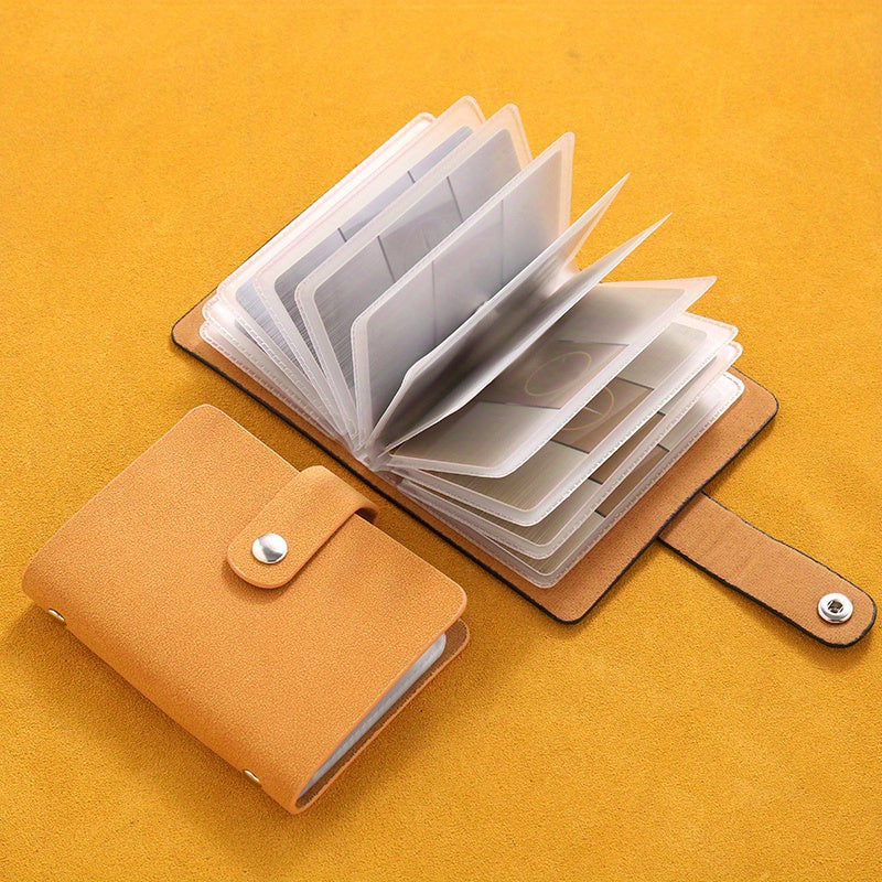 Stylish Large Capacity Matte Leather Card Holder - 24 Slots