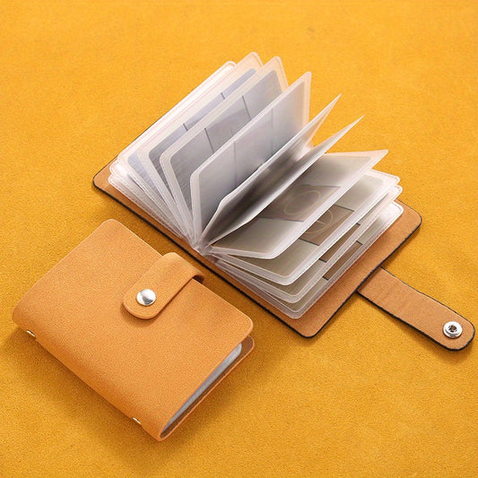 Stylish Large Capacity Matte Leather Card Holder - 24 Slots