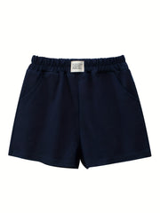 Toddler Girls Letter Patch Pocket Cotton Track Shorts