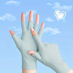 2 pairs Solid Elastic Half Finger Gloves Outdoor Sunscreen UV Protection