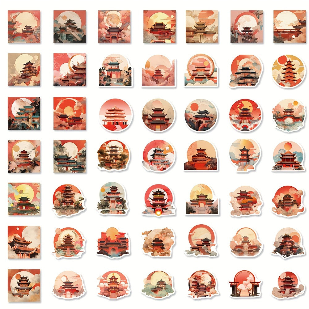 50pcs National Style Palace Series Graffiti Stickers DIY Sticker Pack