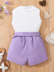 2pc Toddler Girls Sleeveless Vest Top & Shorts Set