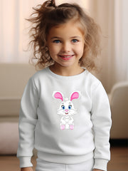 Girls Rabbit Pattern Crew Neck Sweatshirt Spring Fall Christmas Gift