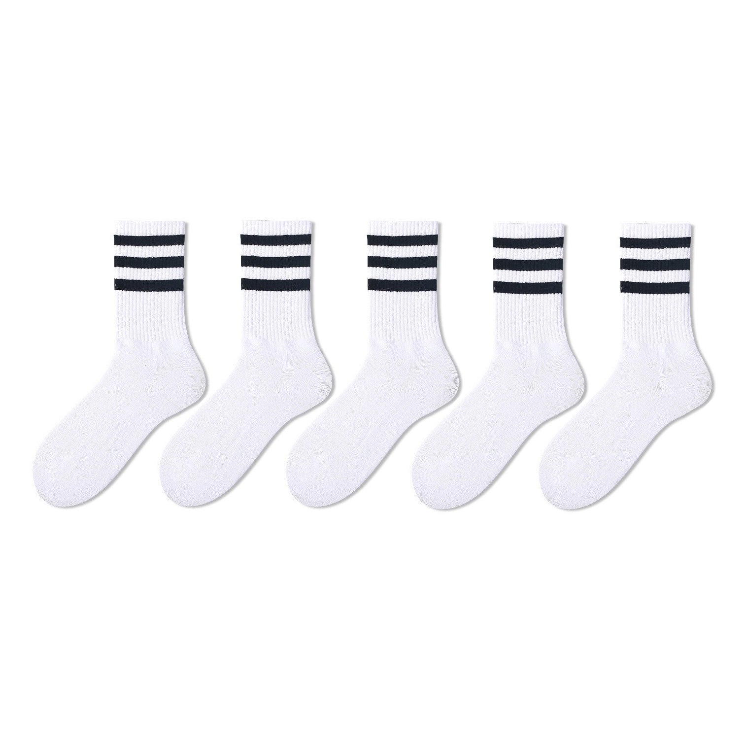 5 Pairs Striped Sports Socks Women's Stockings & Hosiery