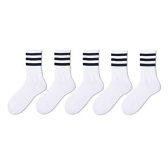5 Pairs Striped Sports Socks Women's Stockings & Hosiery
