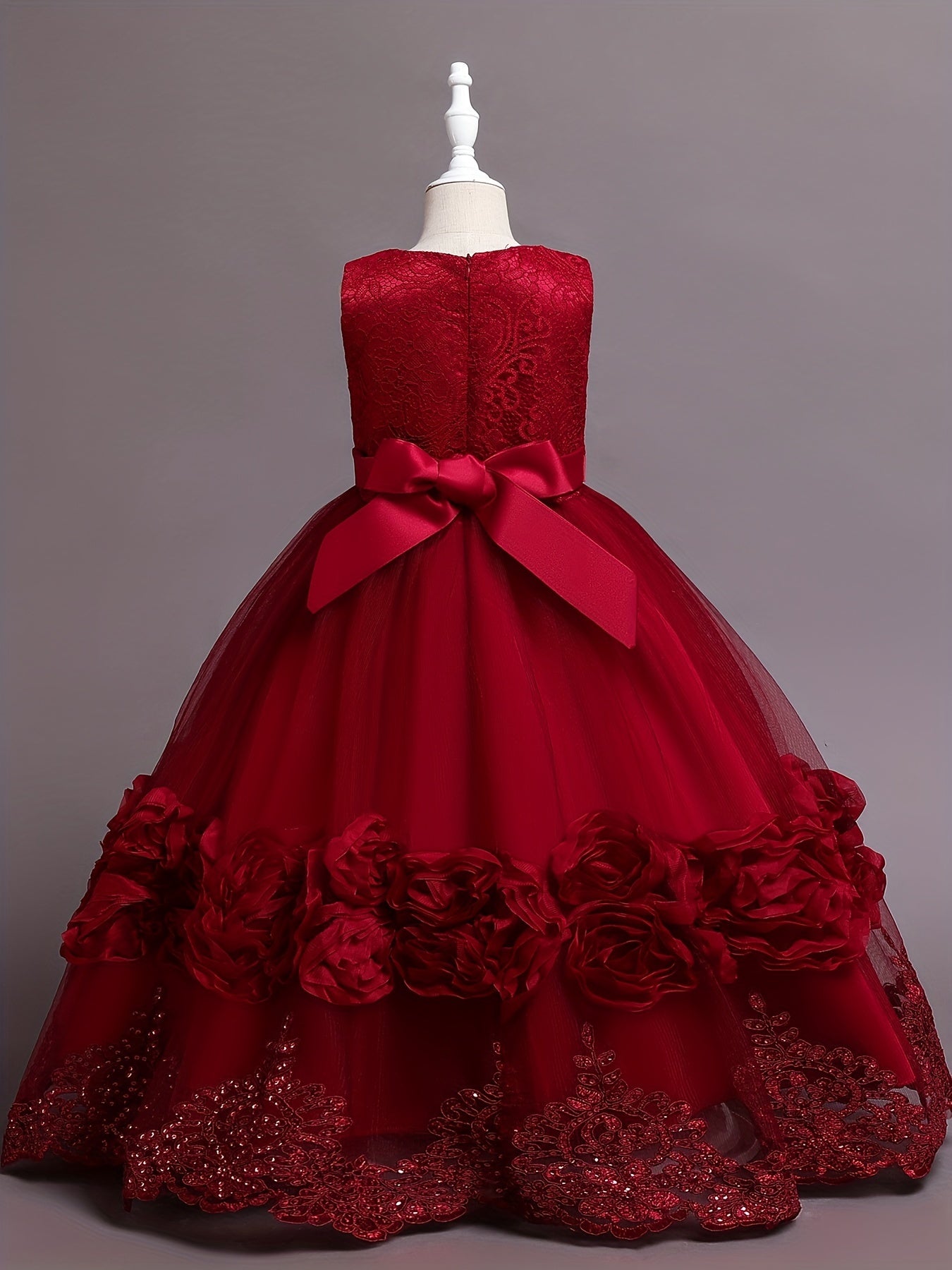 Girls' Rose Graphic Evening Dress Flower Girl Princess Dress Wedding Dress