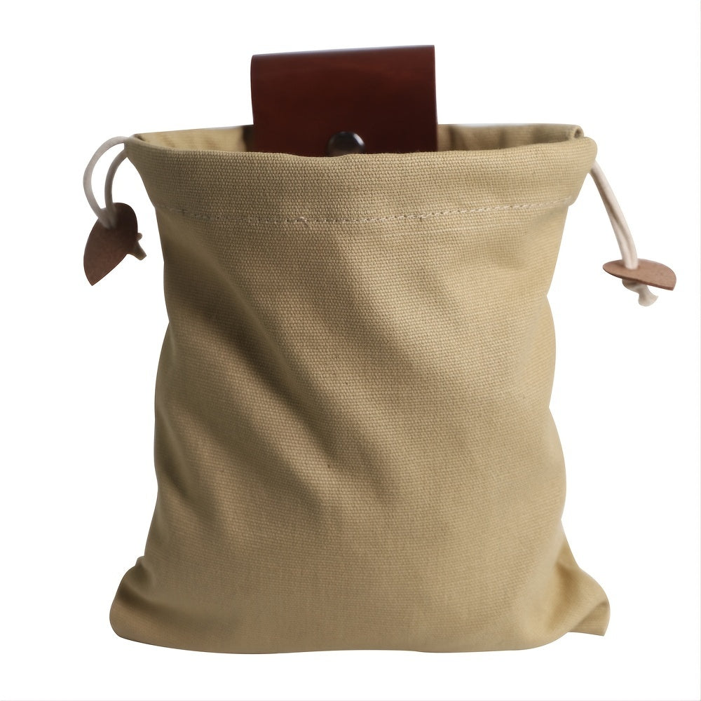 Bush Craft Belt Bag Foldable Canvas Fanna Pack With Leather Cover And Buckle