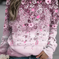 Floral Print Pullover Sweatshirt Long Sleeve Crew Neck Casual Top