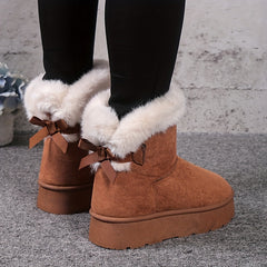 Women's Plush Snow Boots Waterproof Non-slip Mid Calf Boots