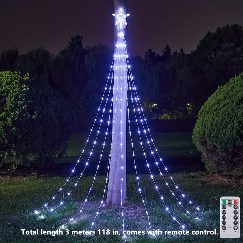 Christmas Waterfall Cone Tree Light LED With Star Topper 8 Modes